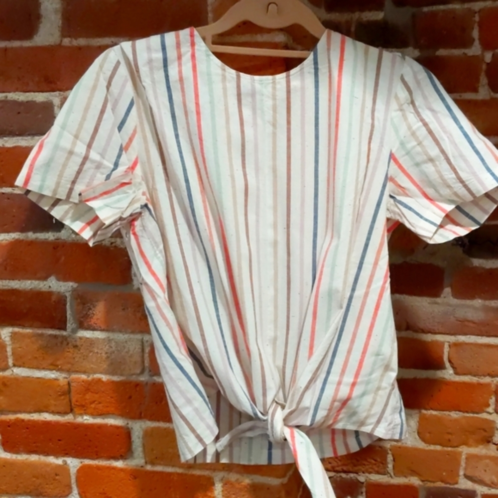 Madewell multicolor striped knot front t-shirt